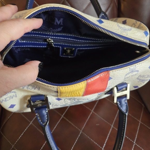 MCM Limited Edition Blue and Red Accent Handbag - Picture 3 of 4